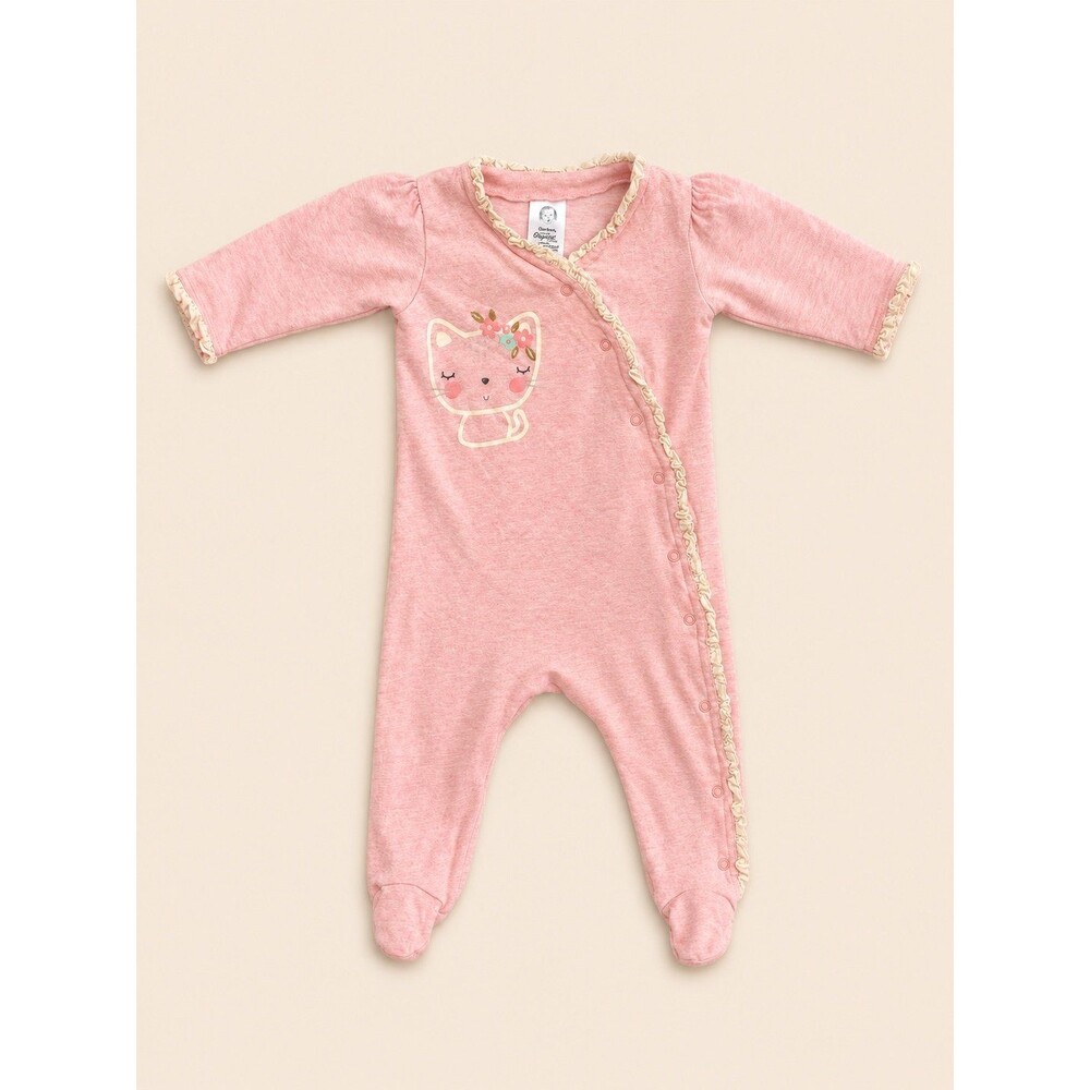 Gerber Organic Cotton Pink Cat Footie Sleeper – 3-6 Months